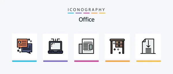 Office Line Filled Icon Pack Including Office Calculator Creative Icons — Wektor stockowy