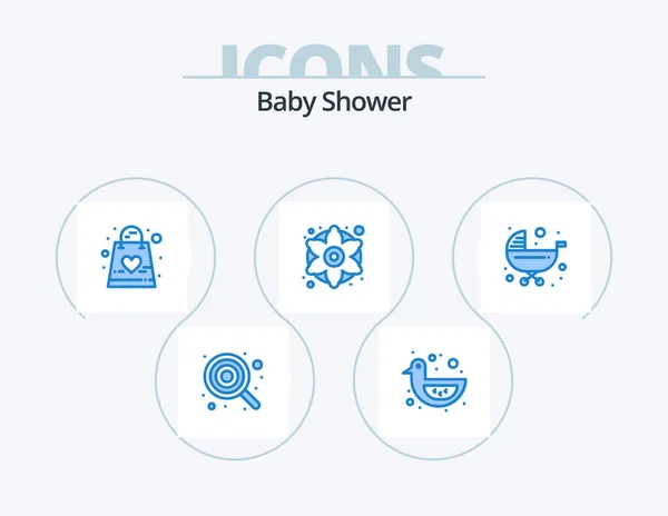 Baby Shower Blue Icon Pack Design Универсальный Цветок Декоративные Цветы — стоковый вектор