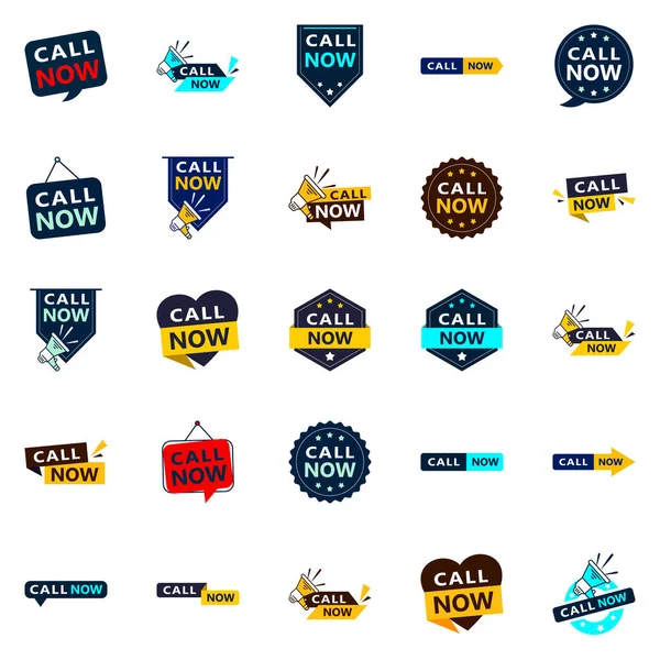 Call Now Eye Catching Typographic Banners Boosting Phone Calls — 图库矢量图片
