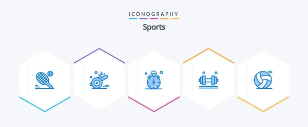 Sports Blue Icon Pack Including Gym Fitness Game Dumbell Timer — Image vectorielle
