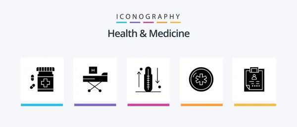 Health Medicine Glyph Icon Pack Including Healthcare Ambulance Form Increase — Stock Vector