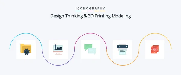 Design Thinking Printing Modeling Flat Icon Pack Including Delivrey Education — Stok Vektör