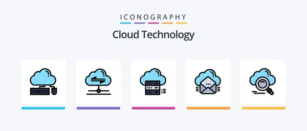 Cloud Technology Line Filled Icon Pack Including Timer Dashboard Ecommerece — Stockvektor