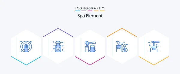 Spa Element Blue Icon Pack Including Beauty Candle Massages Aromatherapy — Stock vektor