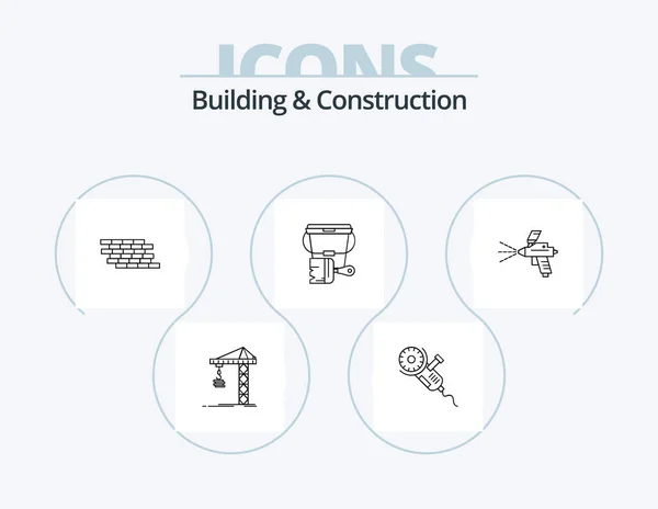 Building Construction Line Icon Pack Icon Design Cordless Power Home — Vector de stock