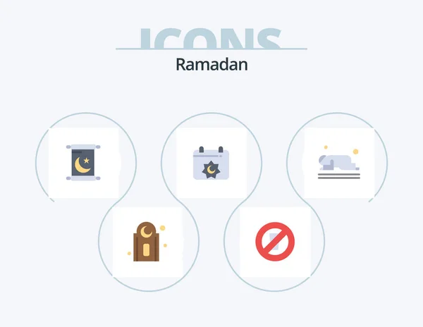 Ramadan Flat Icon Pack Icon Design Prayer Muslim Invitation Islam — Wektor stockowy