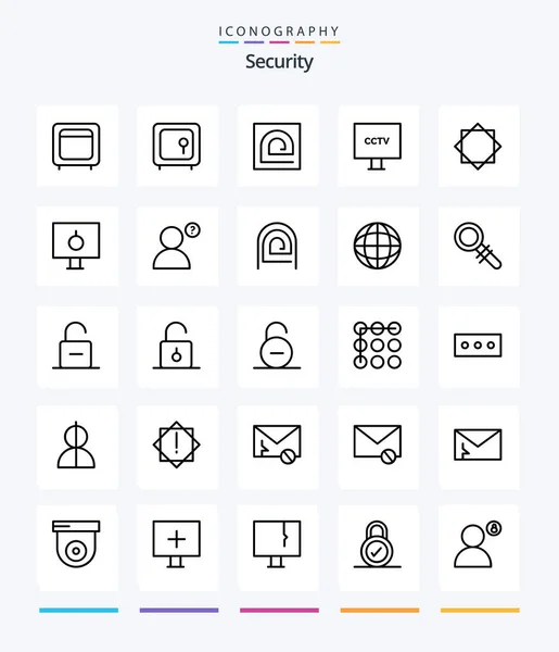 Creative Security Outline Icon Pack Spy Camera Money Reader Fingerprint — Stockvektor