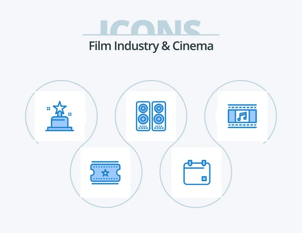 Cenima Blue Icon Pack Icon Design Filmstrip Film Cinema Animation — Stockvektor