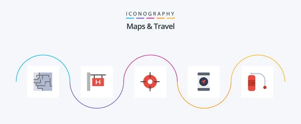 Maps Travel Flat Icon Pack Including Maps Vacation Diving — Vettoriale Stock