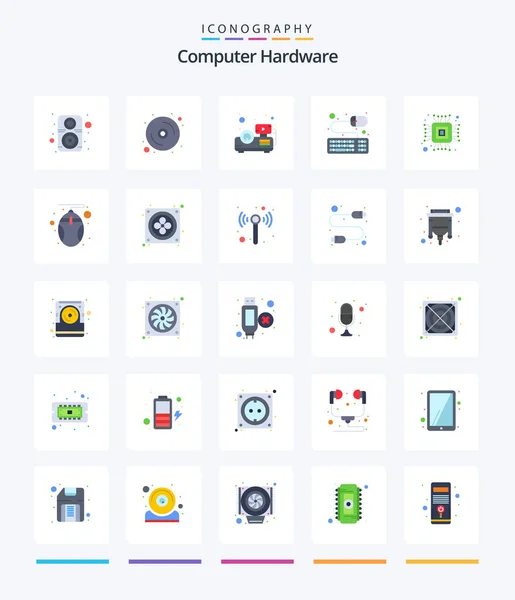 Creative Computer Hardware Flat Icon Pack Computer Computer Beamer Chip — Stock Vector