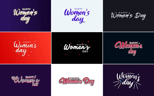 Pink Happy Women Day Typographical Design Elements International Women Day — Vector de stock