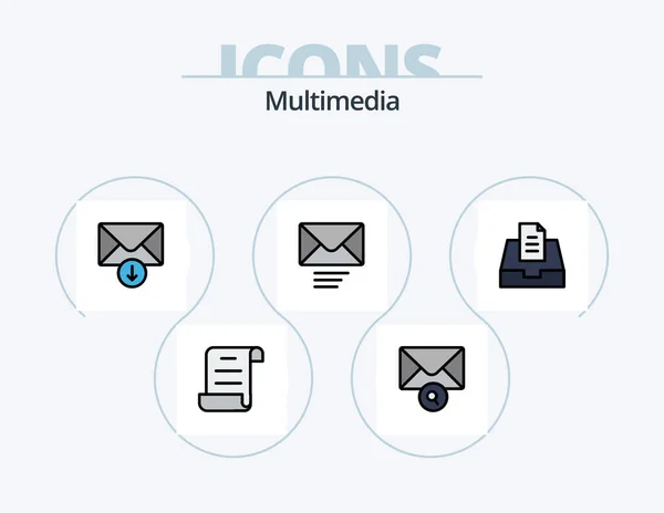 Multimedia Line Filled Icon Pack Icon Design History Message — Stockvektor
