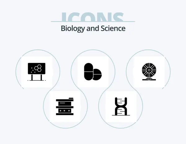 Biology Glyph Icon Pack Icon Design Biochemistry Pills Dna Pencil —  Vetores de Stock