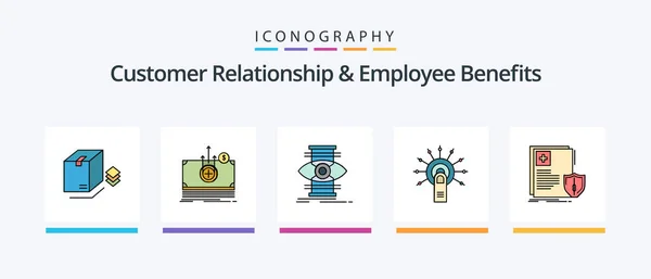 Customer Relationship Employee Benefits Line Filled Icon Pack Including Book — Vetor de Stock