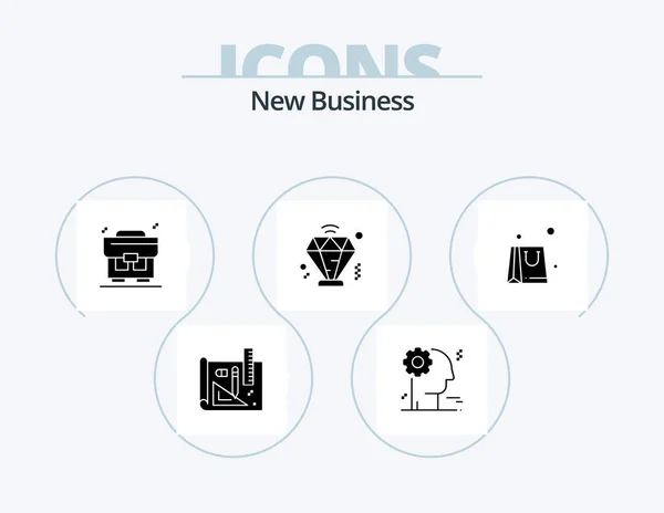New Business Glyph Icon Pack Icon Design Diamond Business Business — Vettoriale Stock