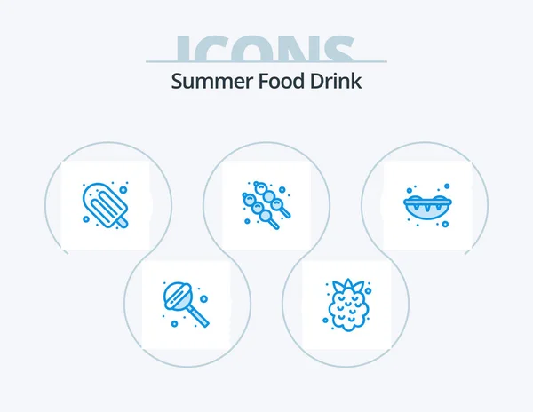 Summer Food Drink Blue Icon Pack Icon Design Sweet Holiday — Vetor de Stock