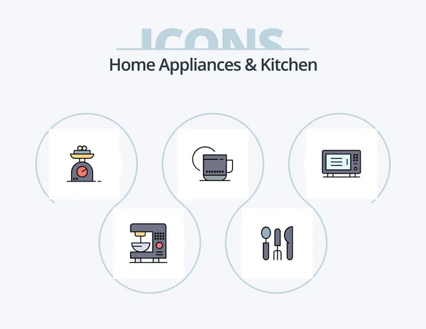 Home Appliances Kitchen Line Filled Icon Pack Icon Design Kitchen — Stockvektor