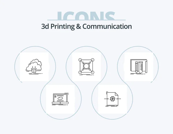 Printing Communication Line Icon Pack Icon Design File Settings Web — Stockový vektor