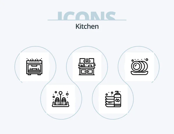 Kitchen Line Icon Pack Icon Design Toaster Electrical Kitchen Breakfast — Stockvector