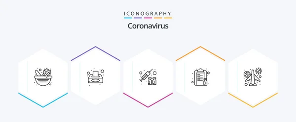 Coronavirus Line Icon Pack Including Infrared Vaccine Flu Medicine Drug — Stockový vektor