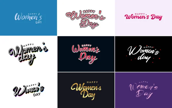 International Women Day Lettering Happy Women Day Greeting Love Shape — Vetor de Stock