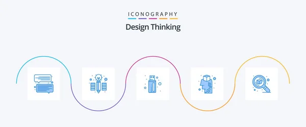 Design Thinking Blue Icon Pack Including Zoom Search Usb Detail — Stock vektor