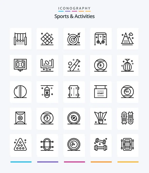 Creative Sports Activities Outline Icon Pack Sport Child Play Shooting — Stockový vektor