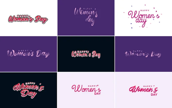3月8日の女性の日のテキストとタイポグラフィのデザインセット — ストックベクタ