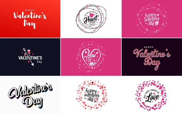 Happy Valentine Day Typography Design Heart Shaped Balloon Gradient Color — Διανυσματικό Αρχείο