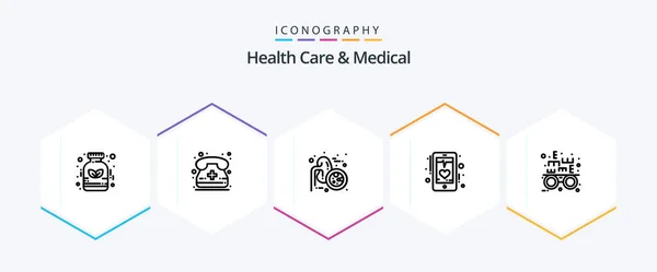 Health Care Medical Line Icon Pack Including Eye Test Mobile — Wektor stockowy