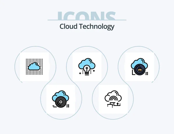Cloud Technology Line Filled Icon Pack Icon Design Shield Cloud — Stock Vector