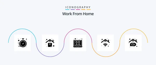 Work Home Glyph Icon Pack Including Home Connection Conference Wifi — Stockvector