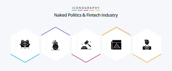 Naked Politics Fintech Industry Glyph Icon Pack Including Hoax Advertising — Vetor de Stock