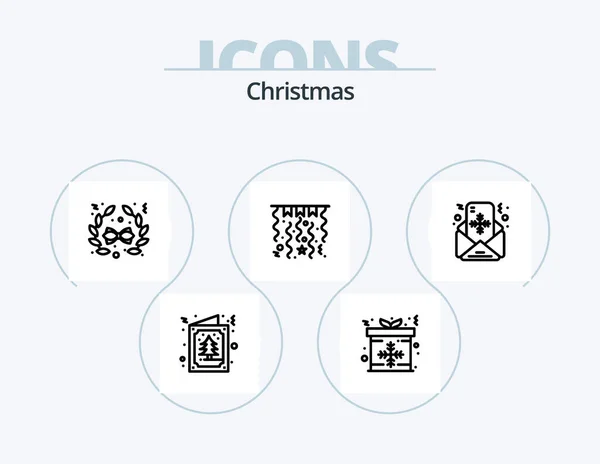 Christmas Line Icon Pack Icon Design Gift Present Christmas House — Stockvektor
