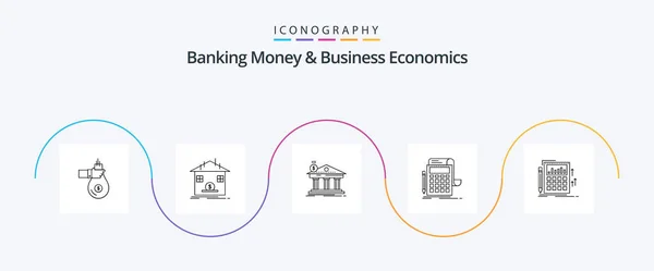 Banking Money Business Economics Line Icon Pack Including Audit Federal — Vetor de Stock