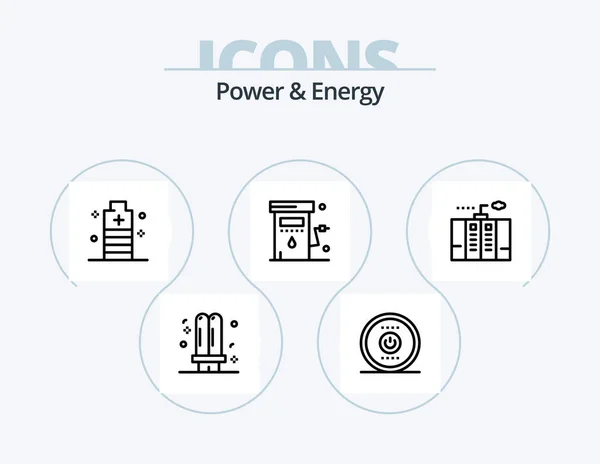 Power Energy Line Icon Pack Icon Design Energy Electricity Seo — Stockový vektor