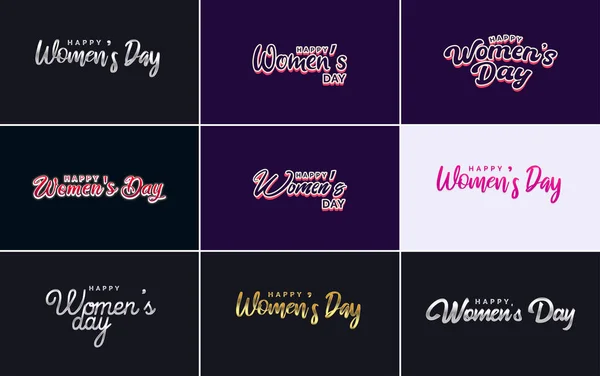 Set Happy International Woman Day Signs Emblems Vector Design Elements — Διανυσματικό Αρχείο
