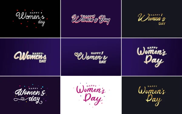 Pink Happy Women Day Typographical Design Elements Use International Women — Vettoriale Stock