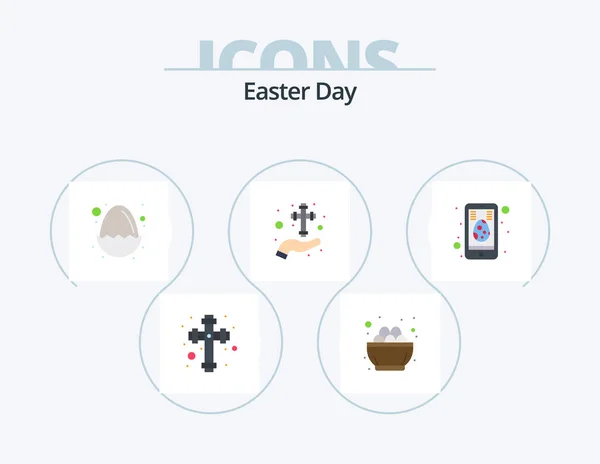 Easter Flat Icon Pack Icon Design Cell Christian Baby Celebration — Stockvektor