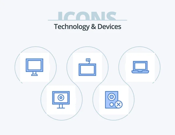Devices Blue Icon Pack Icon Design Laptop Computer Device — Stock Vector