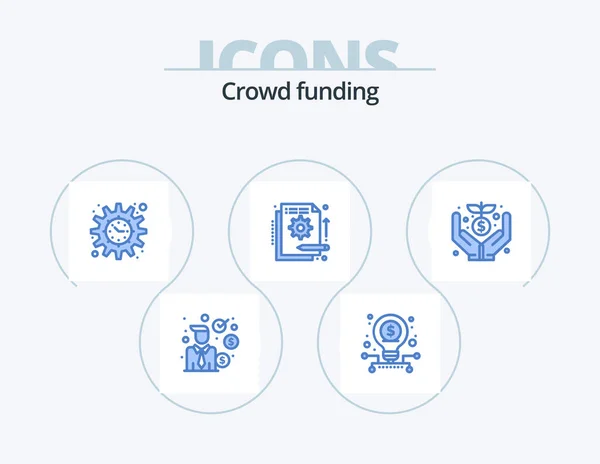 Crowdfunding Blue Icon Pack Icon Design Crowd Funding Funding Detail — Vetor de Stock