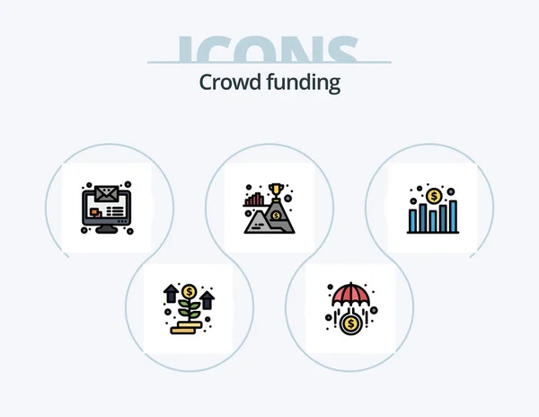 Crowdfunding Line Filled Icon Pack Icon Design Presentation Graph Webpage — Vetor de Stock