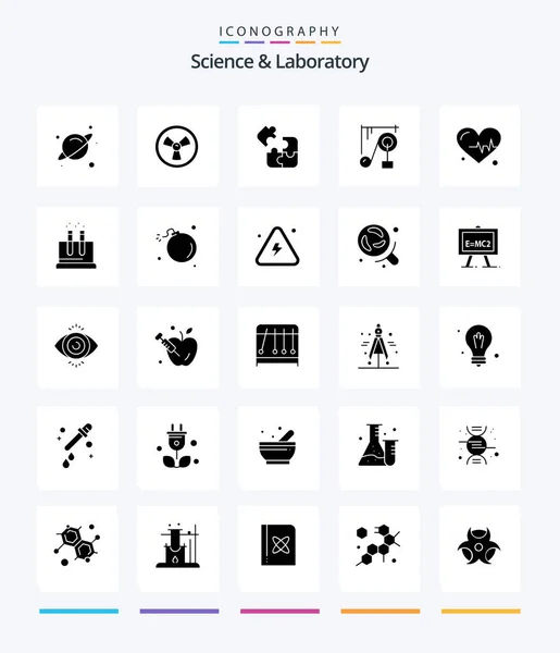 Creative Science Glyph Solid Black Icon Pack Lab Beat Science — Stok Vektör