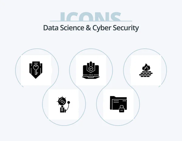 Data Science Cyber Security Glyph Icon Pack Icon Design Internet — Stock Vector