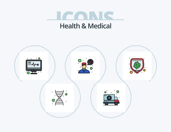Health And Medical Line Filled Icon Pack 5 Icon Design. flask. security box. medical assistance. safe. medical