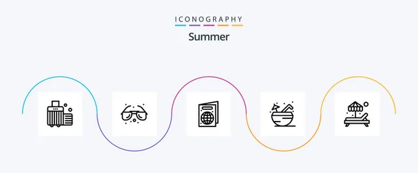 Summer Line Icon Pack Including Summer Beach Beach Summer Coconut — 图库矢量图片