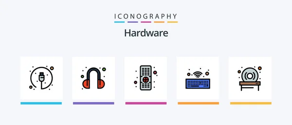 Hardware Line Filled Icon Pack Including Watch Muslim Cctv Creative — Stok Vektör