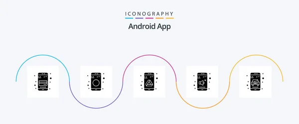 Android App Glyph Icon Pack Including Online Control App Volume — Stok Vektör