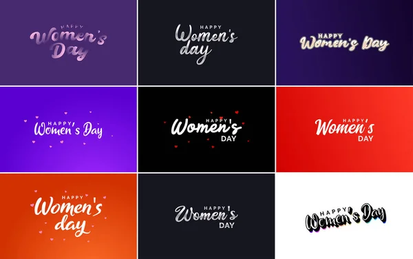 幸せな国際女性の日の看板のセット エンブレムだ 記号のベクトルコレクションをデザインします ラベル バッジも — ストックベクタ