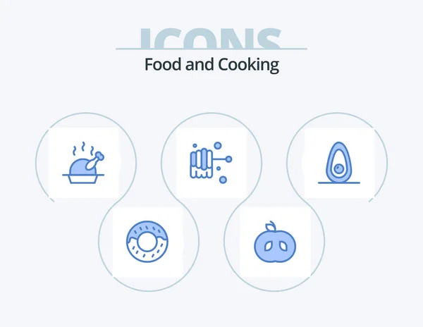 Food Blue Icon Pack Icon Design Food Fruit — Vetor de Stock